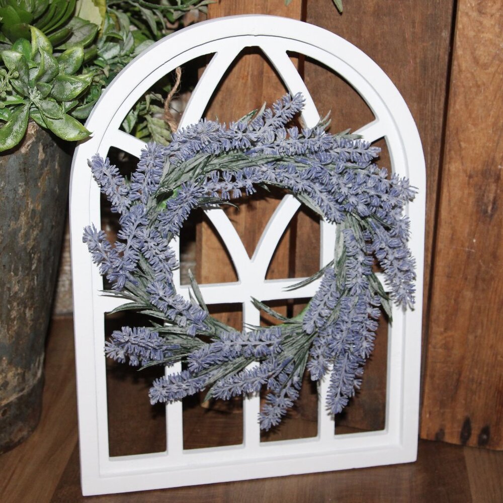 NEW Shabby White French Country Farmhouse Wall Arch w/Lavender Wreath